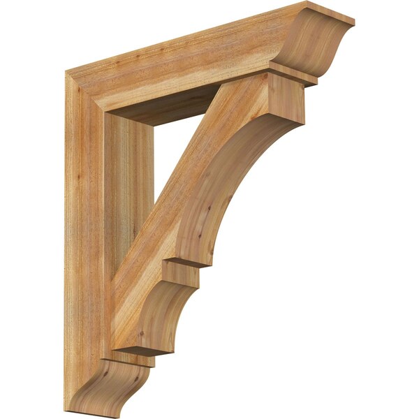 Ekena Millwork Balboa Traditional Rough Sawn Bracket w/ Offset Brace, Western Red Cedar, 8"W x 34"D x 38"H BKT0806X34X38BOA01RWR - main